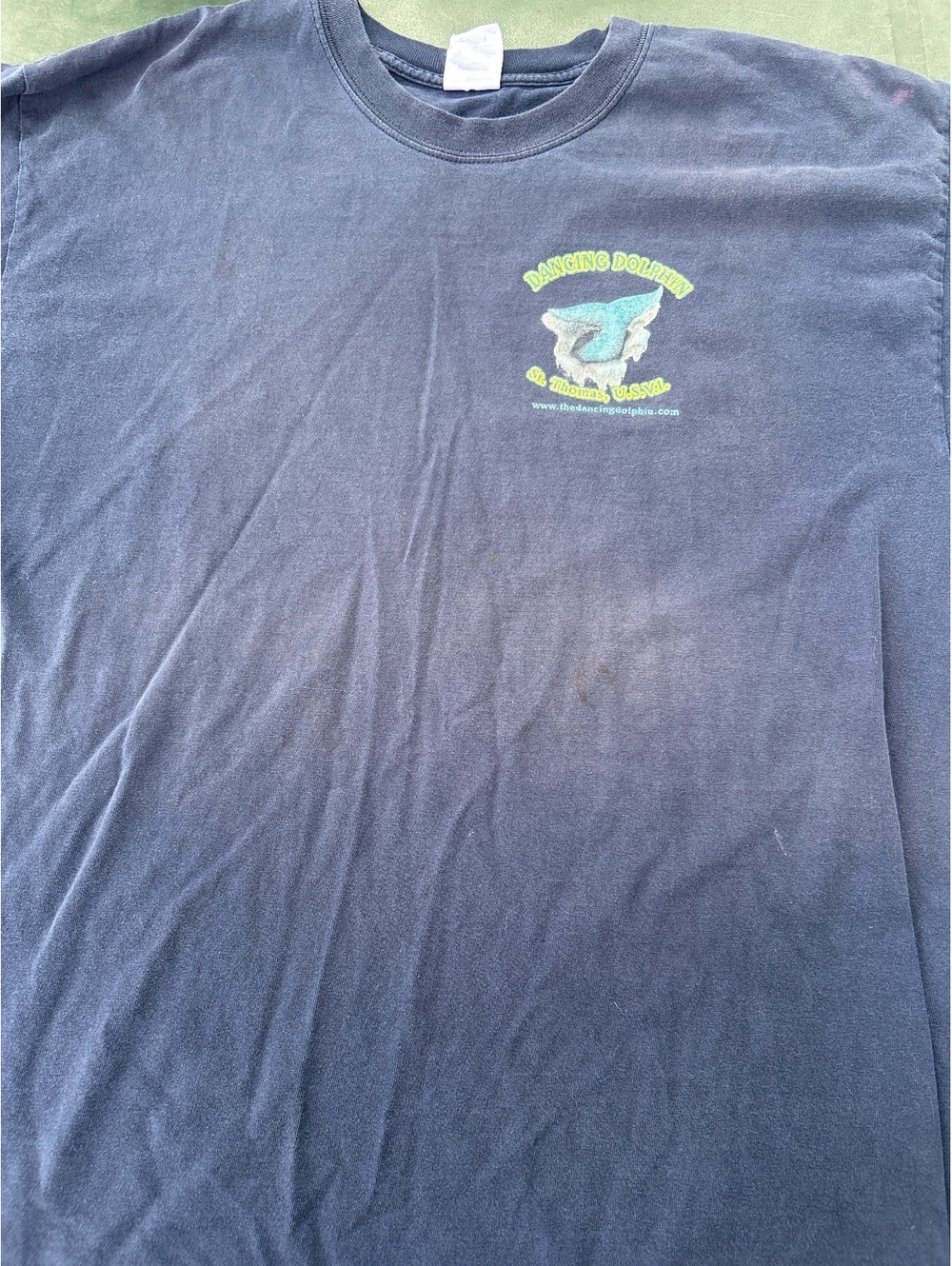 Gildan Ultra Cotton Navy Blue Dancing Dolphin St. Thomas U.S.V.I. T-Shirt XL